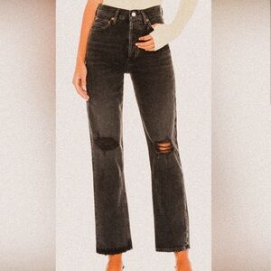 Agolde 90s pinch waist dark wash howl distress knee jeans